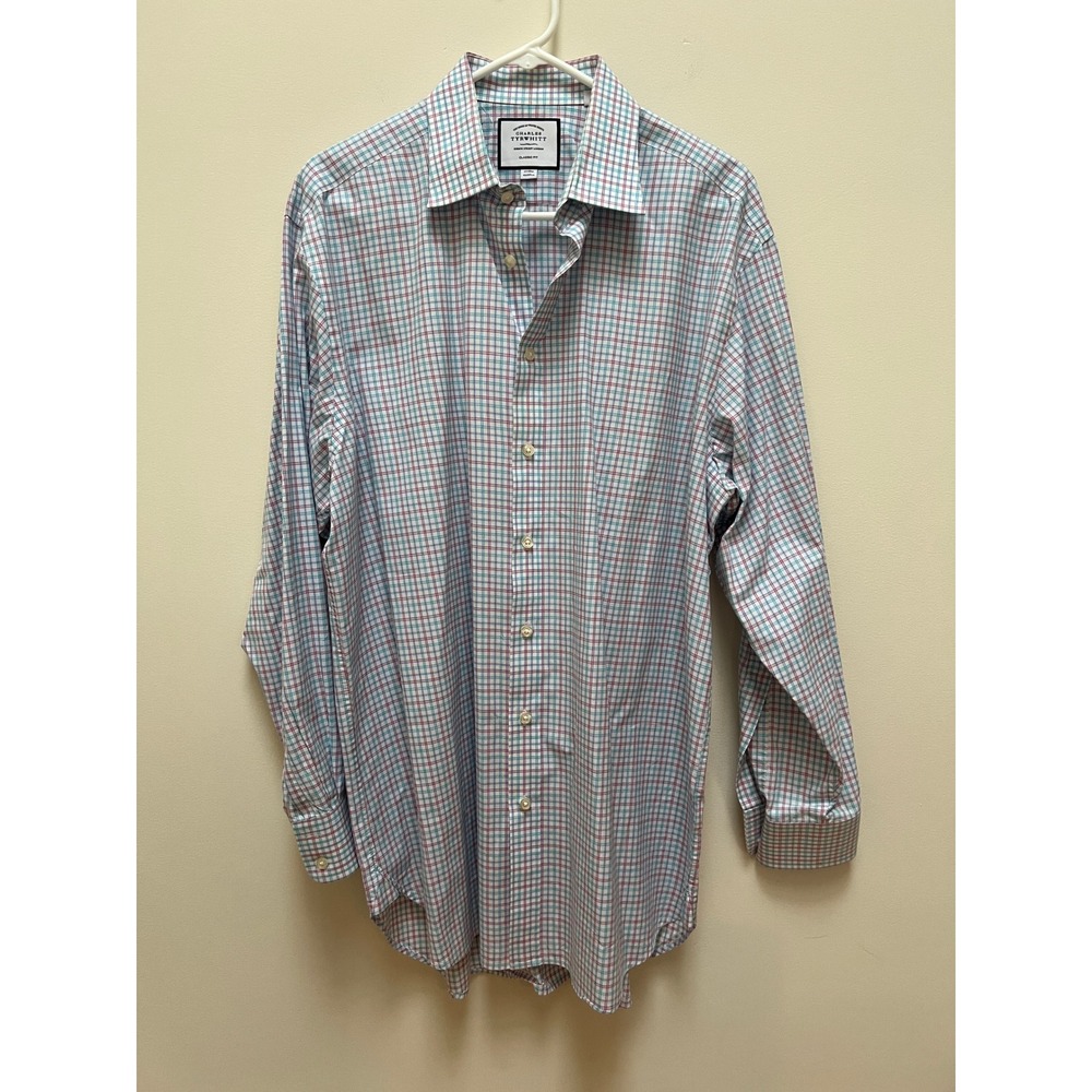 Charles Tyrwhitt Mens Button Down‎ 17/35 Multi Check Classic Fit Cotton Shirt